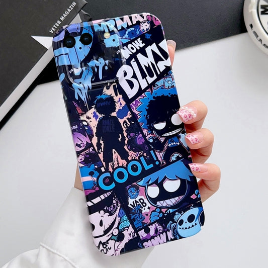 For iPhone 8 Plus / 7 Plus Painted Pattern Precise Hole PC Phone Case(Purple Comics) - More iPhone Cases by buy2fix | Online Shopping UK | buy2fix