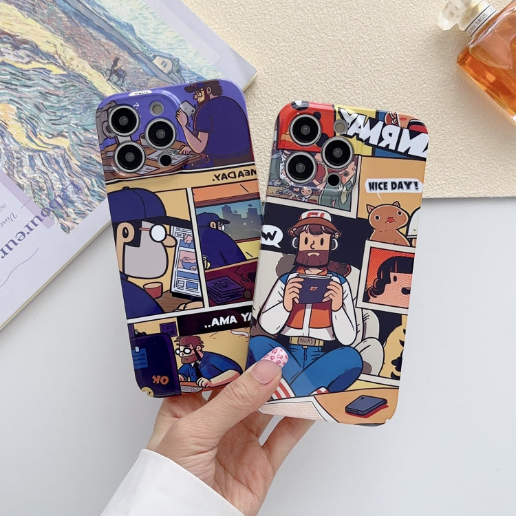 For iPhone X / XS Painted Pattern Precise Hole PC Phone Case(Orange Paint Astronaut) - More iPhone Cases by buy2fix | Online Shopping UK | buy2fix