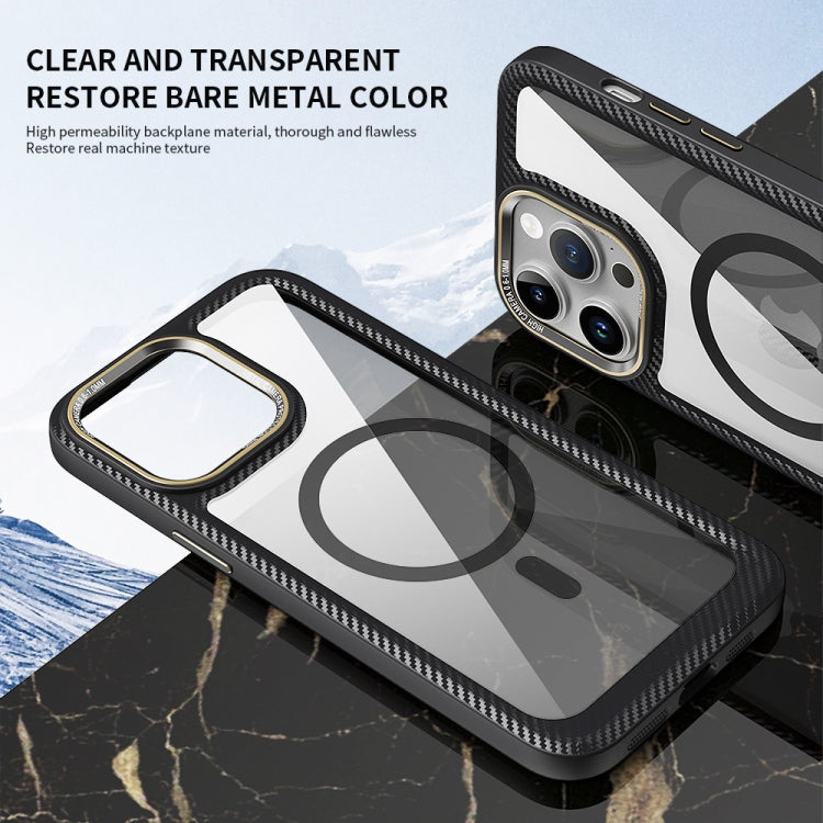 For iPhone 14 Pro Max MagSafe Carbon Fiber Transparent Back Panel Phone Case(Green) - iPhone 14 Pro Max Cases by buy2fix | Online Shopping UK | buy2fix