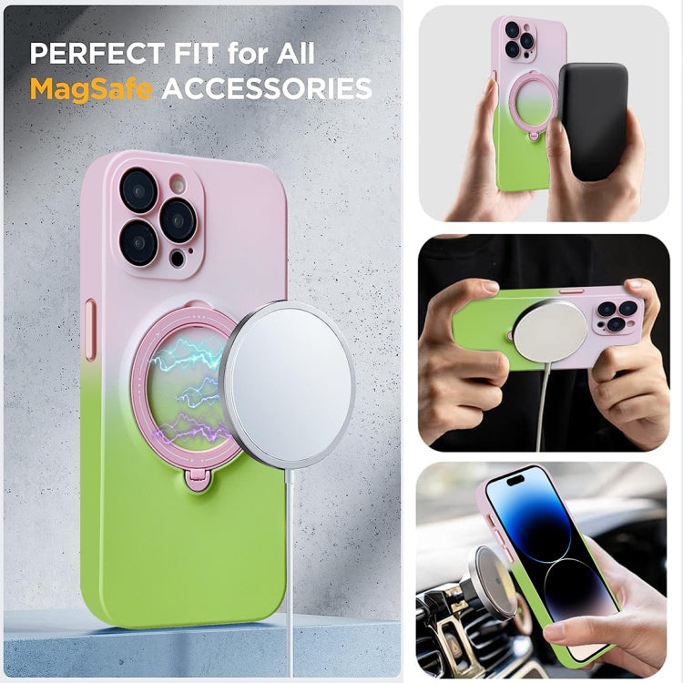 For iPhone 11 Pro Max MagSafe Holder Gradient TPU Phone Case(Pink Green) - iPhone 11 Pro Max Cases by buy2fix | Online Shopping UK | buy2fix