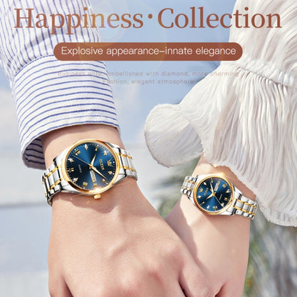 1pair OLEVS 5563 Couple Luminous Waterproof Quartz Watch(Blue + Gold) - Couple Watches by OLEVS | Online Shopping UK | buy2fix