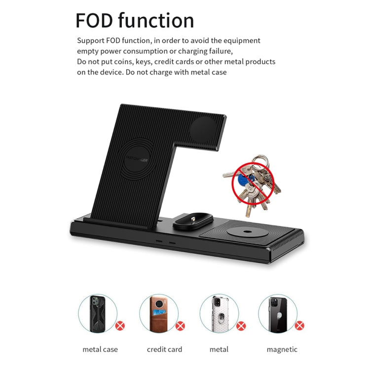 Yesido DS13 18W 4 in 1 Multifunctional Foldable Desktop Wireless Charging Stand(Black) - Wireless Charger by Yesido | Online Shopping UK | buy2fix