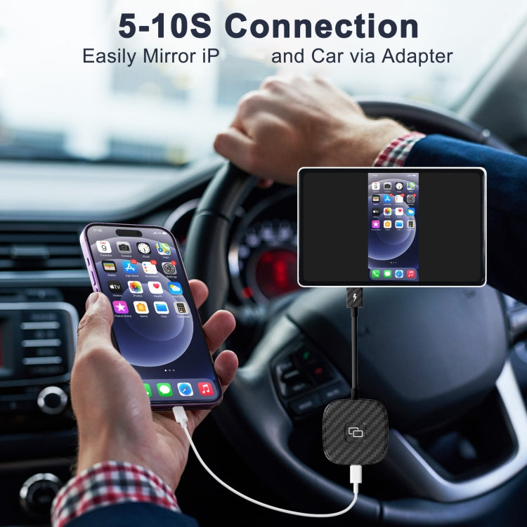 Carbon Fiber USB + USB-C / Type-C Carplay to Car Mirror Adapter for iPhone(Black) - Bluetooth Adapters by buy2fix | Online Shopping UK | buy2fix