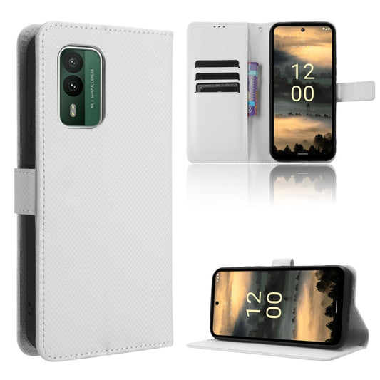 For Nokia XR21 Diamond Texture Leather Phone Case(White) - Nokia Cases by buy2fix | Online Shopping UK | buy2fix