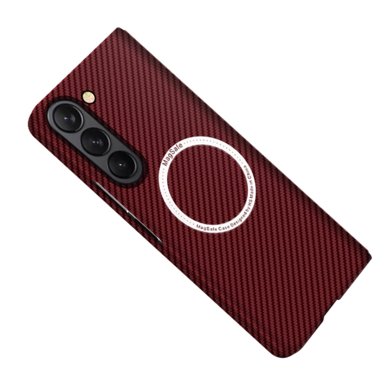 For Samsung Galaxy Z Fold5 Carbon Fiber Texture MagSafe Magnetic Phone Case(Red) - Galaxy Z Fold5 Cases by buy2fix | Online Shopping UK | buy2fix