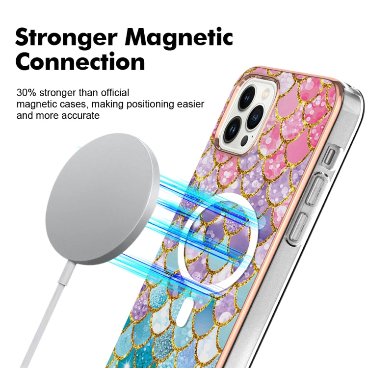 For iPhone 14 Pro Max Marble Pattern Dual-side IMD Magsafe TPU Phone Case(Colorful Scales) - iPhone 14 Pro Max Cases by buy2fix | Online Shopping UK | buy2fix