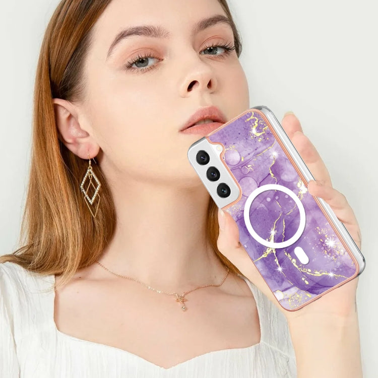 For Samsung Galaxy S22 5G Marble Pattern Dual-side IMD Magsafe TPU Phone Case(Purple 002) - Galaxy S22 5G Cases by buy2fix | Online Shopping UK | buy2fix