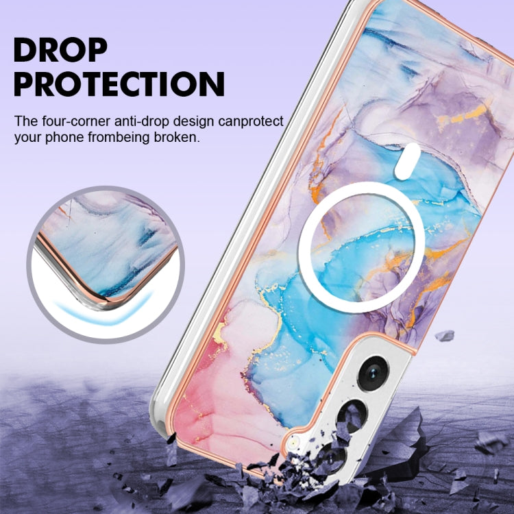 For Samsung Galaxy S22+ 5G Marble Pattern Dual-side IMD Magsafe TPU Phone Case(Blue Marble) - Galaxy S22+ 5G Cases by buy2fix | Online Shopping UK | buy2fix