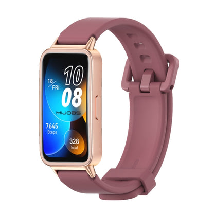 For Huawei Band 8 / 9 Mijobs Silicone Breathable Watch Band(Wine Red+Rose Gold) - Watch Bands by MIJOBS | Online Shopping UK | buy2fix