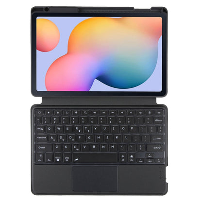 T610B-AS Pivot Backlight Upper Pen Tray Bluetooth Keyboard Leather Case For Samsung Galaxy Tab S6 Lite 10.4 P610/615(Black) - Samsung Keyboard by buy2fix | Online Shopping UK | buy2fix
