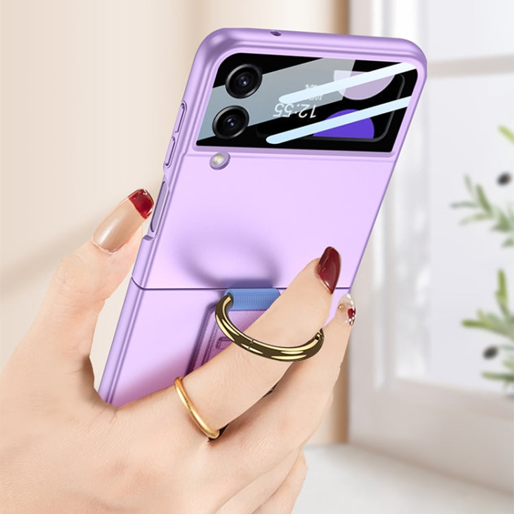 For Samsung Galaxy Z Flip3 5G GKK Integrated Ultrathin Shockproof Phone Case with Ring Wrist Strap(Purple) - Galaxy Phone Cases by GKK | Online Shopping UK | buy2fix