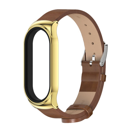 For Xiaomi Mi Band 8 Mijobs CS Case Microfiber PU Leather Watch Band(Brown Gold) - Watch Bands by MIJOBS | Online Shopping UK | buy2fix