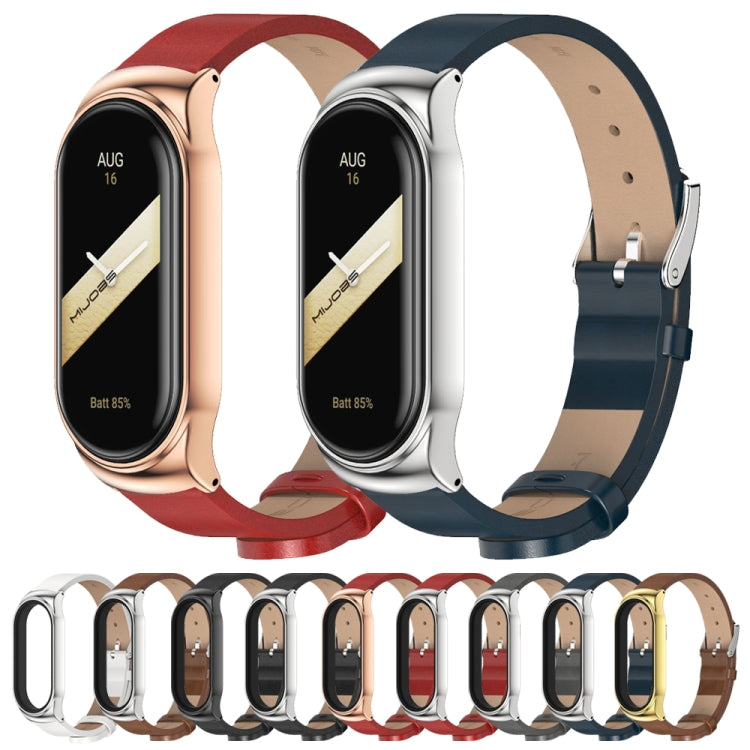 For Xiaomi Mi Band 8 Mijobs CS Case Microfiber PU Leather Watch Band(Brown Gold) - Watch Bands by MIJOBS | Online Shopping UK | buy2fix