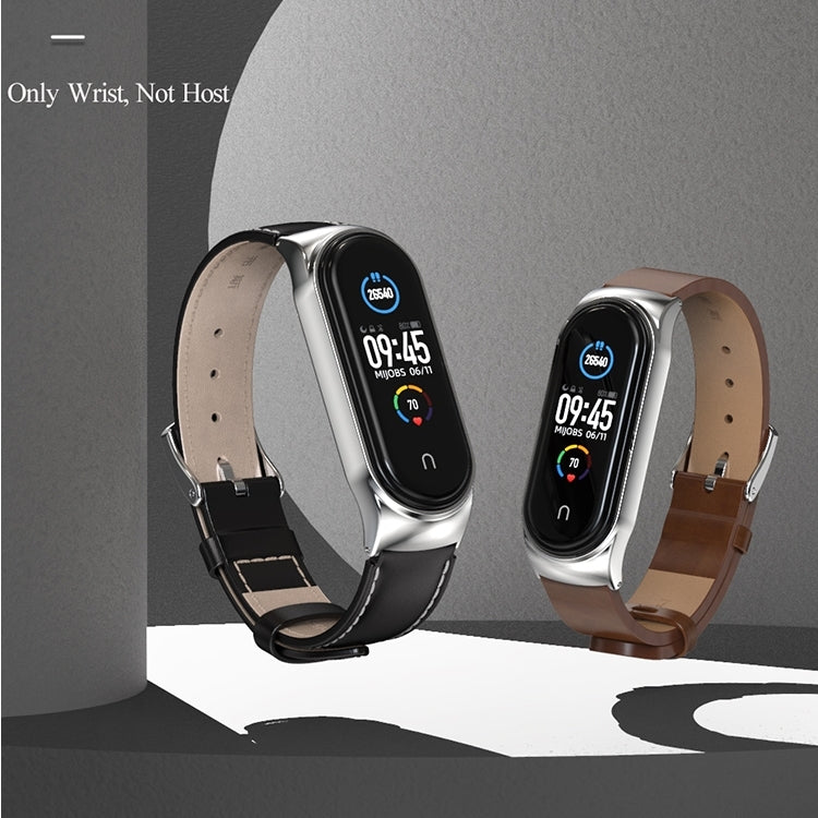 For Xiaomi Mi Band 8 Mijobs CS Case Microfiber PU Leather Watch Band(Brown Gold) - Watch Bands by MIJOBS | Online Shopping UK | buy2fix