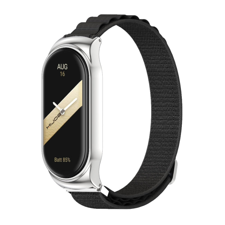 For Xiaomi Mi Band 8 Mijobs CS Case Nylon Breathable Watch Band(Black Silver) - Watch Bands by MIJOBS | Online Shopping UK | buy2fix