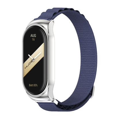 For Xiaomi Mi Band 8 Mijobs CS Case Nylon Breathable Watch Band(Midnight Blue Silver) - Watch Bands by MIJOBS | Online Shopping UK | buy2fix