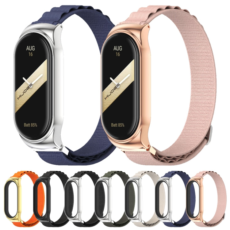 For Xiaomi Mi Band 8 Mijobs CS Case Nylon Breathable Watch Band(Black Silver) - Watch Bands by MIJOBS | Online Shopping UK | buy2fix