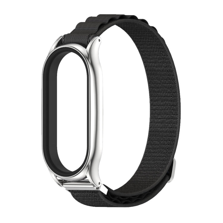 For Xiaomi Mi Band 8 Mijobs Plus Case Nylon Breathable Watch Band(Black Silver) - Watch Bands by MIJOBS | Online Shopping UK | buy2fix