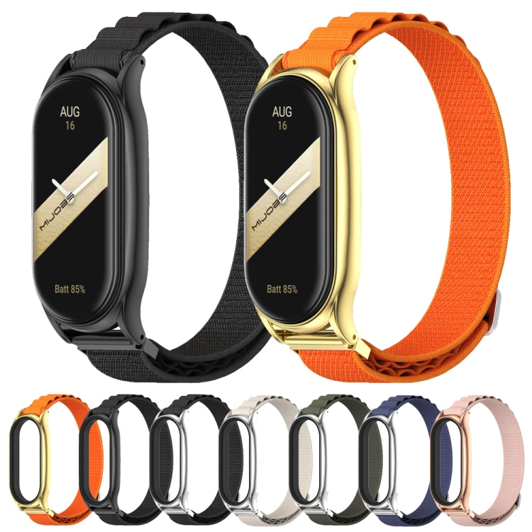 For Xiaomi Mi Band 8 Mijobs Plus Case Nylon Breathable Watch Band(Black Silver) - Watch Bands by MIJOBS | Online Shopping UK | buy2fix