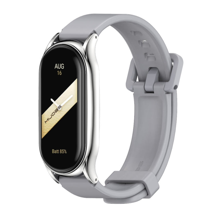 For Xiaomi Mi Band 8 Mijobs Plus Case Silicone Watch Band(Grey Silver) - Watch Bands by MIJOBS | Online Shopping UK | buy2fix