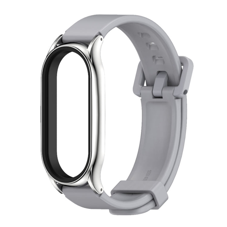 For Xiaomi Mi Band 8 Mijobs Plus Case Silicone Watch Band(Grey Silver) - Watch Bands by MIJOBS | Online Shopping UK | buy2fix