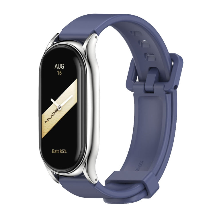 For Xiaomi Mi Band 8 Mijobs Plus Case Silicone Watch Band(Midnight Blue Silver) - Watch Bands by MIJOBS | Online Shopping UK | buy2fix