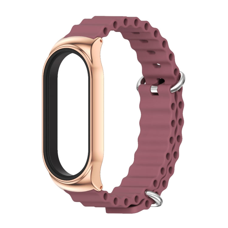 For Xiaomi Mi Band 8 Mijobs CS Case Marine Silicone Breathable Watch Band(Wine Red Rose Gold) - Watch Bands by MIJOBS | Online Shopping UK | buy2fix