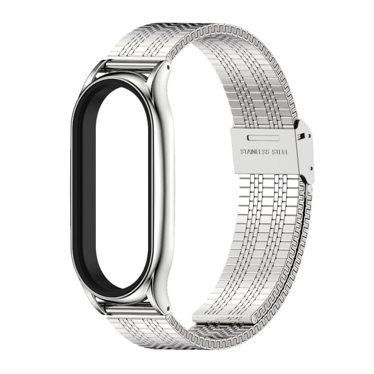 For Xiaomi Mi Band 8 Mijobs Plus Case Metal Watch Band(Silver) - Watch Bands by MIJOBS | Online Shopping UK | buy2fix