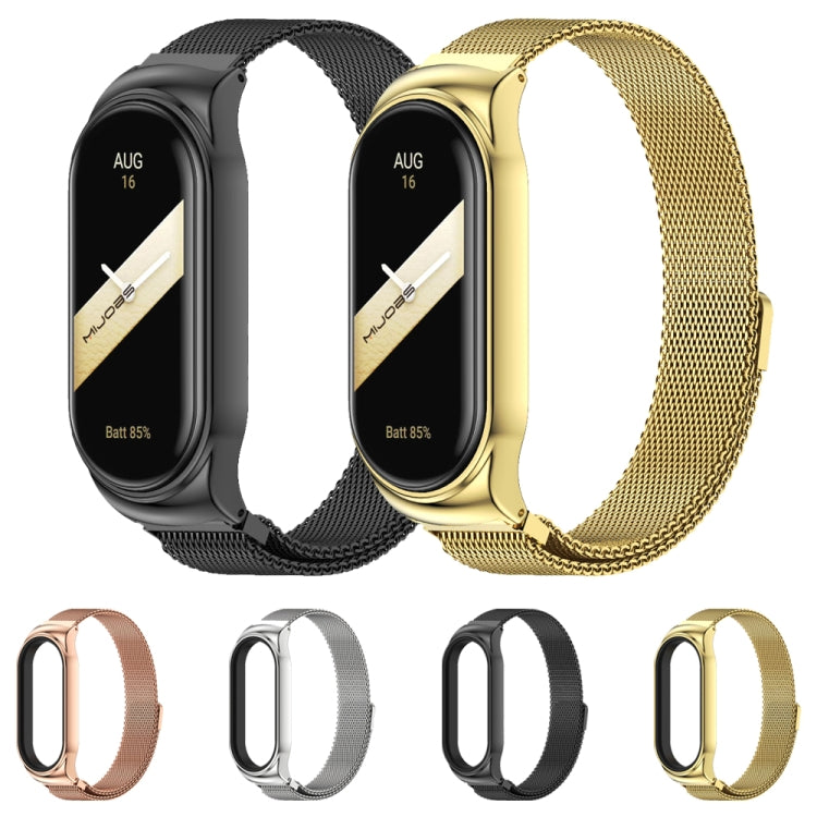 For Xiaomi Mi Band 8 Mijobs CS Case Milan Magnetic Stainless Steel Watch Band(Black) - Watch Bands by MIJOBS | Online Shopping UK | buy2fix