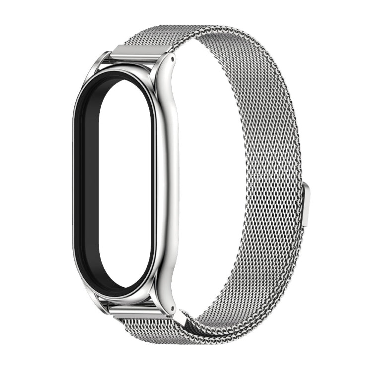 For Xiaomi Mi Band 8 Mijobs Plus Case Milan Magnetic Stainless Steel Watch Band(Silver) - Watch Bands by MIJOBS | Online Shopping UK | buy2fix