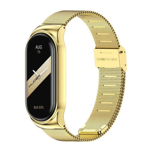 For Xiaomi Mi Band 8 Mijobs CS Case Milan Buckle Metal Watch Band(Gold) - Watch Bands by MIJOBS | Online Shopping UK | buy2fix