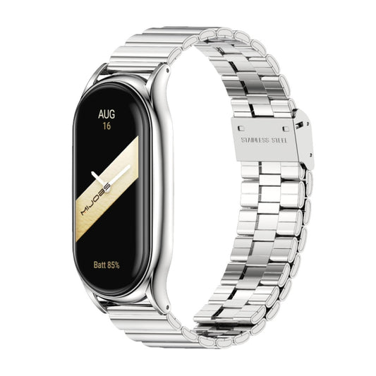 For Xiaomi Mi Band 8 Mijobs Plus Case Bamboo Buckle Metal Watch Band(Silver) - Watch Bands by MIJOBS | Online Shopping UK | buy2fix