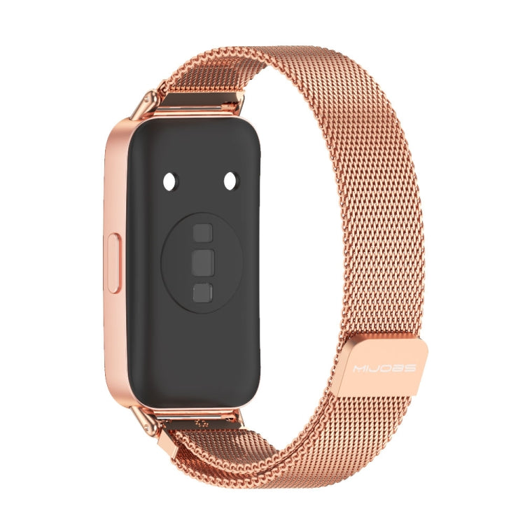 For Huawei Band 8 / 9 Mijobs Milan Magnetic Stainless Steel Watch Band(Rose Gold) - Watch Bands by MIJOBS | Online Shopping UK | buy2fix