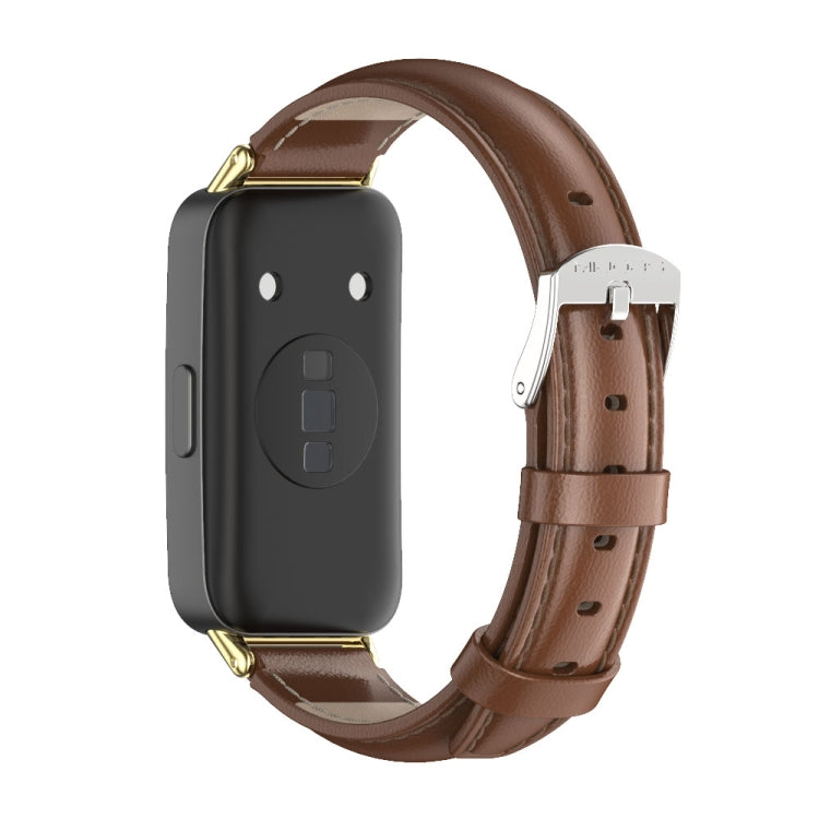 For Huawei Band 8 / 9 Mijobs Cowhide Leather Watch Band(Brown Gold) - Watch Bands by MIJOBS | Online Shopping UK | buy2fix