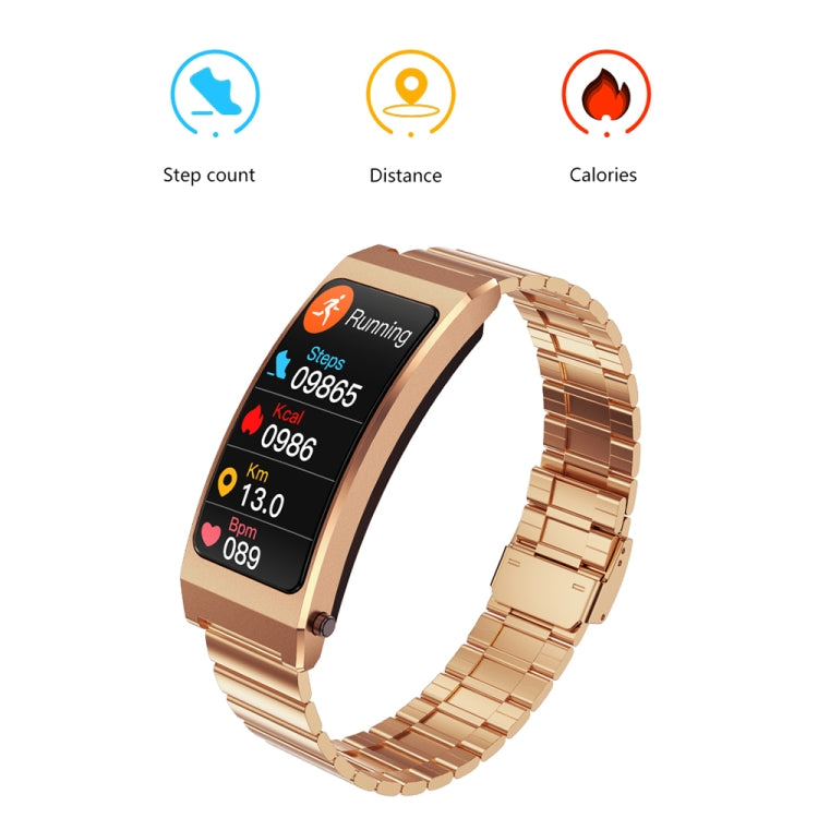 K13S 1.14 inch TFT Screen Leather Strap Smart Calling Bracelet Supports Sleep Management/Blood Oxygen Monitoring(Rose Gold) - Smart Wristbands by buy2fix | Online Shopping UK | buy2fix