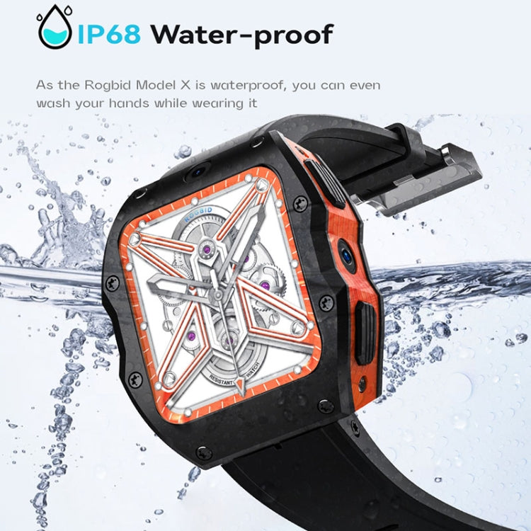 Model X 1.99 inch IP68 Waterproof Android 9.0 4G Dual Cameras Ceramics Smart Watch, Specification:2GB+16GB(Black Orange) - Android Watch by buy2fix | Online Shopping UK | buy2fix