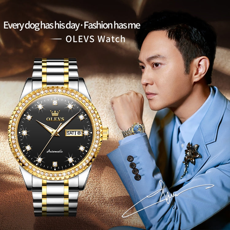 OLEVS 7003 Men Multifunctional Waterproof Mechanical Watch(Gold + Black) - Metal Strap Watches by OLEVS | Online Shopping UK | buy2fix