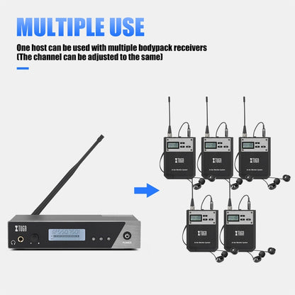 XTUGA  IEM1100 Professional Wireless In Ear Monitor System 1 BodyPacks(EU Plug) - Microphone by XTUGA | Online Shopping UK | buy2fix