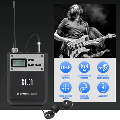 XTUGA  IEM1100 Professional Wireless In Ear Monitor System 1 BodyPacks(EU Plug) - Microphone by XTUGA | Online Shopping UK | buy2fix