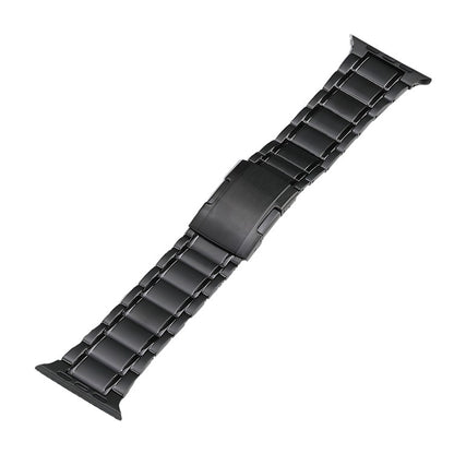 For Apple Watch Series 7 45mm Five Beads Turtle Buckle Titanium Steel Watch Band(Black) - Watch Bands by buy2fix | Online Shopping UK | buy2fix