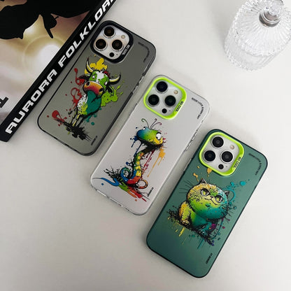 For iPhone 15 Pro Max Double Layer Color Silver Series Animal Oil Painting Phone Case(Zodiac Ox) - iPhone 15 Pro Max Cases by buy2fix | Online Shopping UK | buy2fix