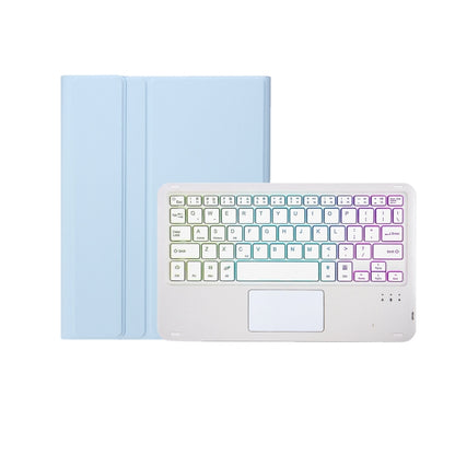 For Samsung Galaxy Tab S9 Candy Color Touch Backlight Bluetooth Keyboard Leather Tablet Case with Pen Holder(Ice Blue) - Samsung Keyboard by buy2fix | Online Shopping UK | buy2fix