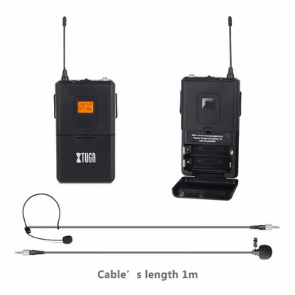 XTUGA A400-B Professional 4-Channel UHF Wireless Microphone System with 4 BodyPack Lavalier Headset Microphone(EU Plug) - Microphone by XTUGA | Online Shopping UK | buy2fix