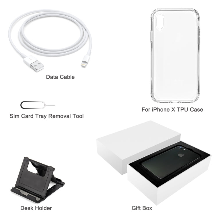 For iPhone X TPU Case + Desk Holder + Data Cable + Sim Card Tray Removal Tool + Gift Box - More iPhone Cases by buy2fix | Online Shopping UK | buy2fix