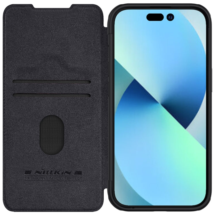 For iPhone 15 Plus NILLKIN QIN Series Pro Sliding Camera Cover Design Leather Phone Case(Black) - iPhone 15 Plus Cases by NILLKIN | Online Shopping UK | buy2fix