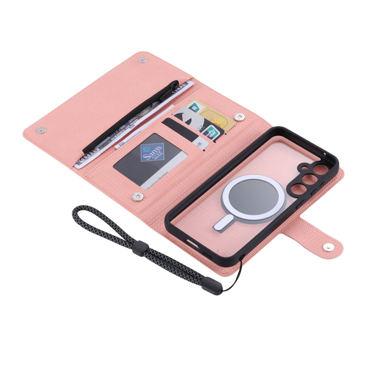 For Samsung Galaxy S23 FE 5G ViLi GHB Series MagSafe Magnetic Zipper Leather Phone Case(Pink) - Galaxy S23 FE 5G Cases by ViLi | Online Shopping UK | buy2fix