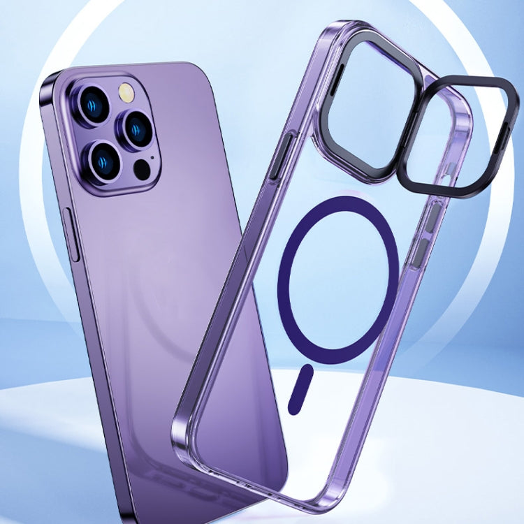 For iPhone 14 Pro Max MagSafe Magnetic Invisible Holder Transparent Phone Case(Purple) - iPhone 14 Pro Max Cases by buy2fix | Online Shopping UK | buy2fix