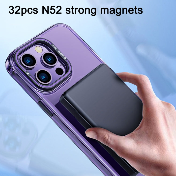 For iPhone 14 Pro Max MagSafe Magnetic Invisible Holder Transparent Phone Case(Purple) - iPhone 14 Pro Max Cases by buy2fix | Online Shopping UK | buy2fix