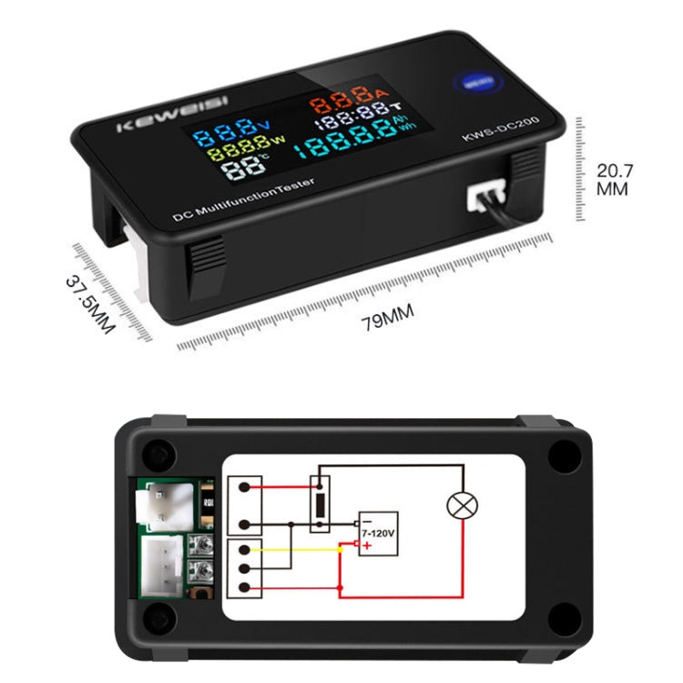 KWS-DC200-100A 8-120V DC Digital Display Voltage Current Watch with Shunt(Black) - Current & Voltage Tester by buy2fix | Online Shopping UK | buy2fix