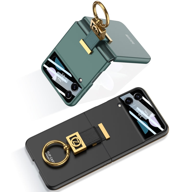 For Samsung Galaxy Z Flip4 5G GKK Integrated Ultra-thin Phone Case with Z Ring Holder(Black) - Galaxy Z Flip4 5G Cases by GKK | Online Shopping UK | buy2fix